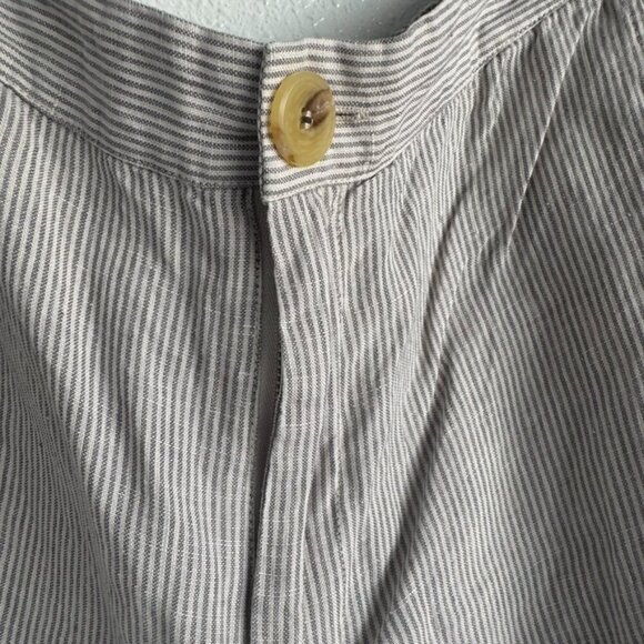 Soft Surroundings Gray Striped Wide Leg Linen Cropped Pants Size Large Lagenlook - Picture 13 of 15